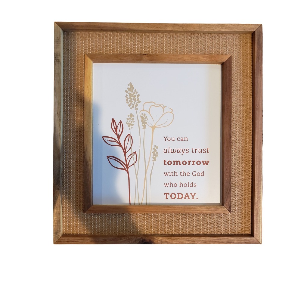 Mary & Martha Always Trust Wall Decor Wood Rattan Frame Religious Art U1575